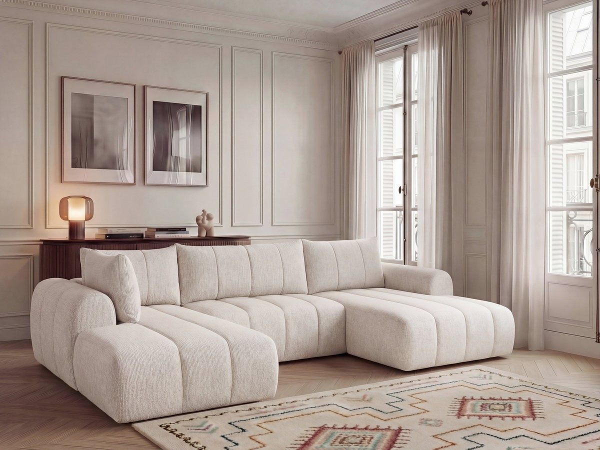 Bobochic Nesty Wohnlandschaft Melange-Stoff Beige Ecke rechts
