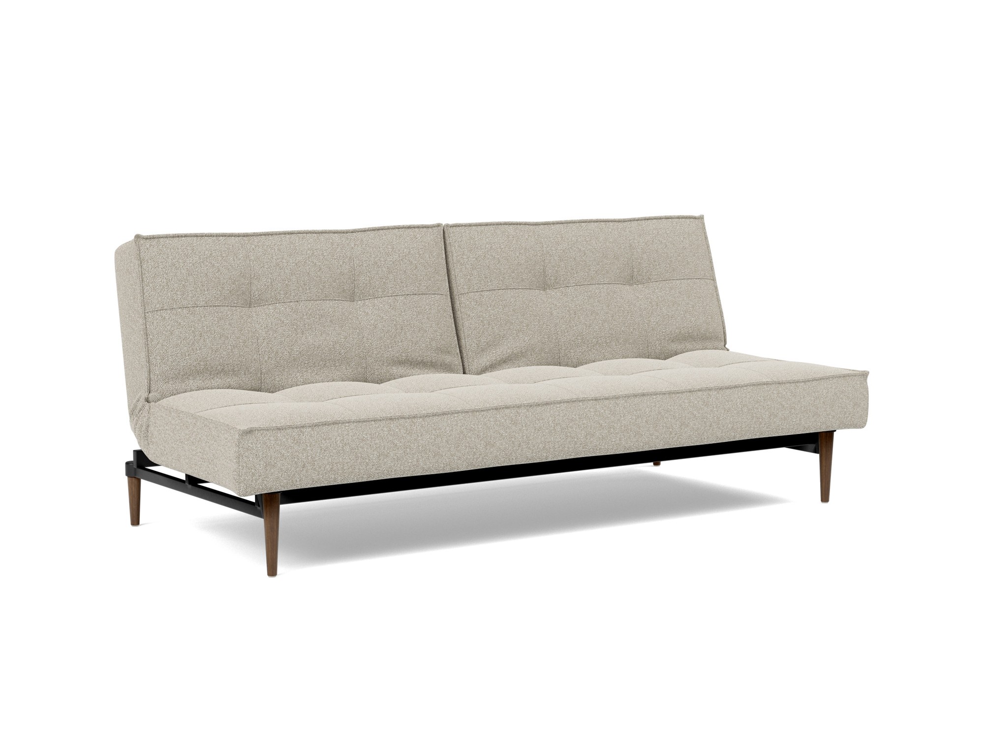 Schlafsofa Splitback Boucle Skandi 539-Beige Beine Styletto Eiche dunkel