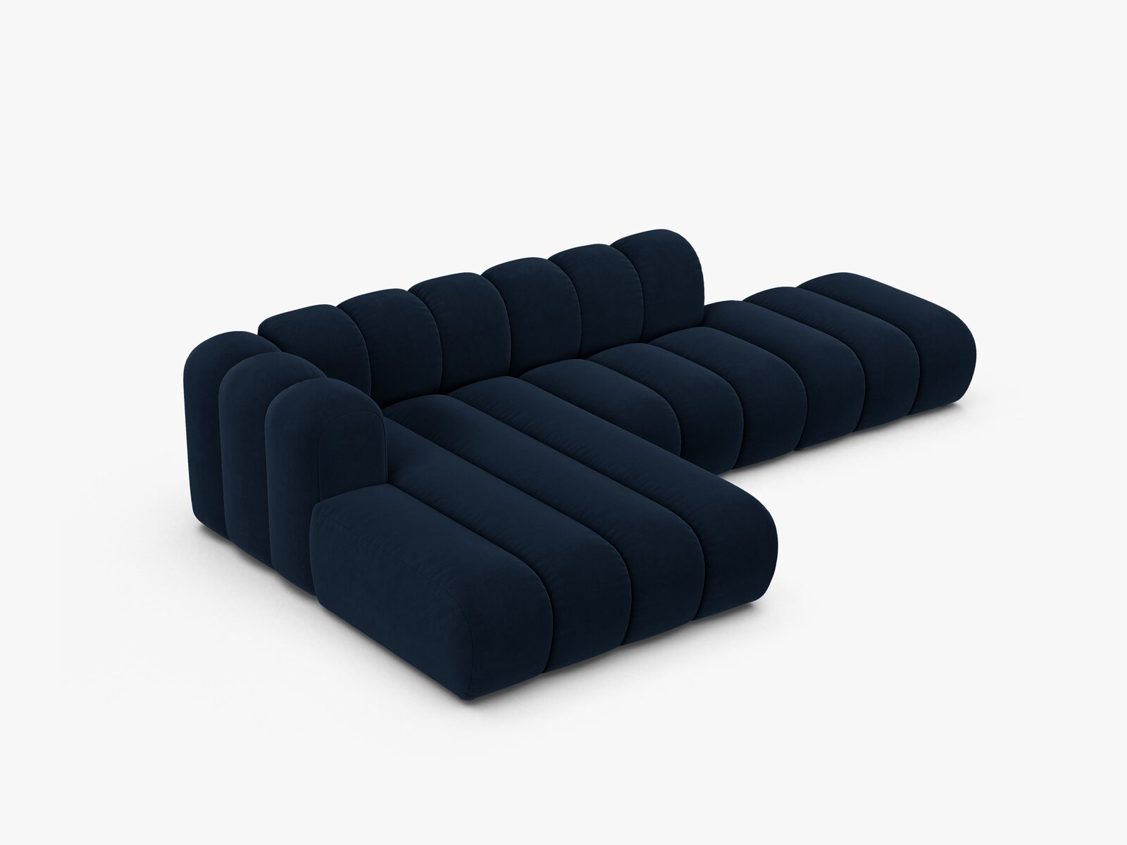 Micadoni Modulares Ecksofa offen Lupine 5-Sitzer Links Samt Salvador Königsblau
