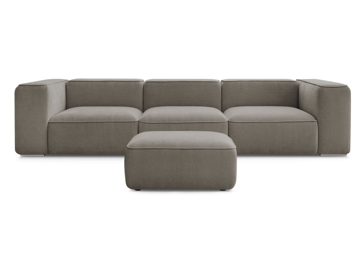 Bobochic Zephyr Sofa 4-Sitzer mit Pouf Strukturstoff Taupe