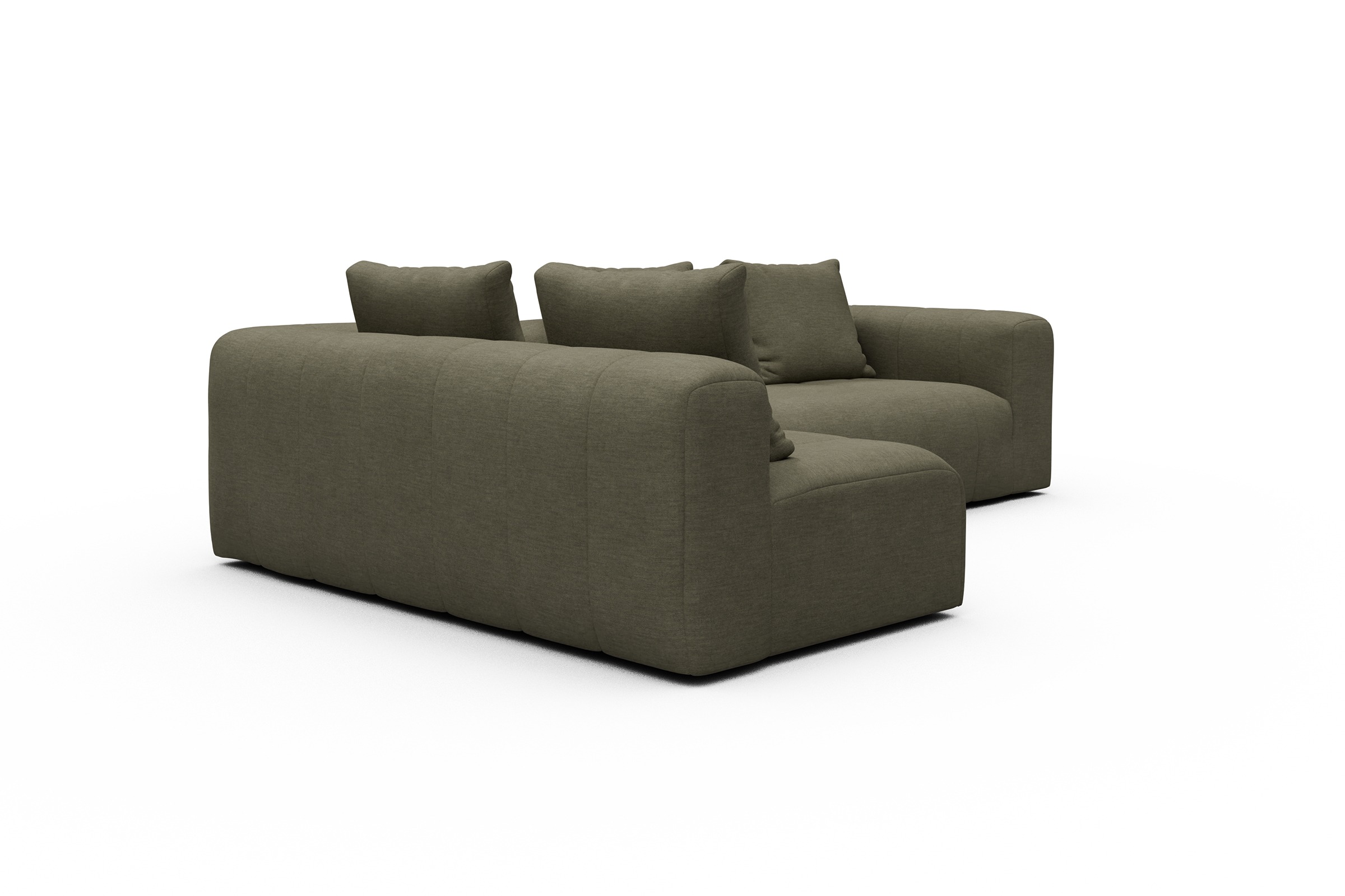 Ecksofa Hugo 2x 2,5-Sitzer Armlehne rechts Vivus-Dusty-Olive