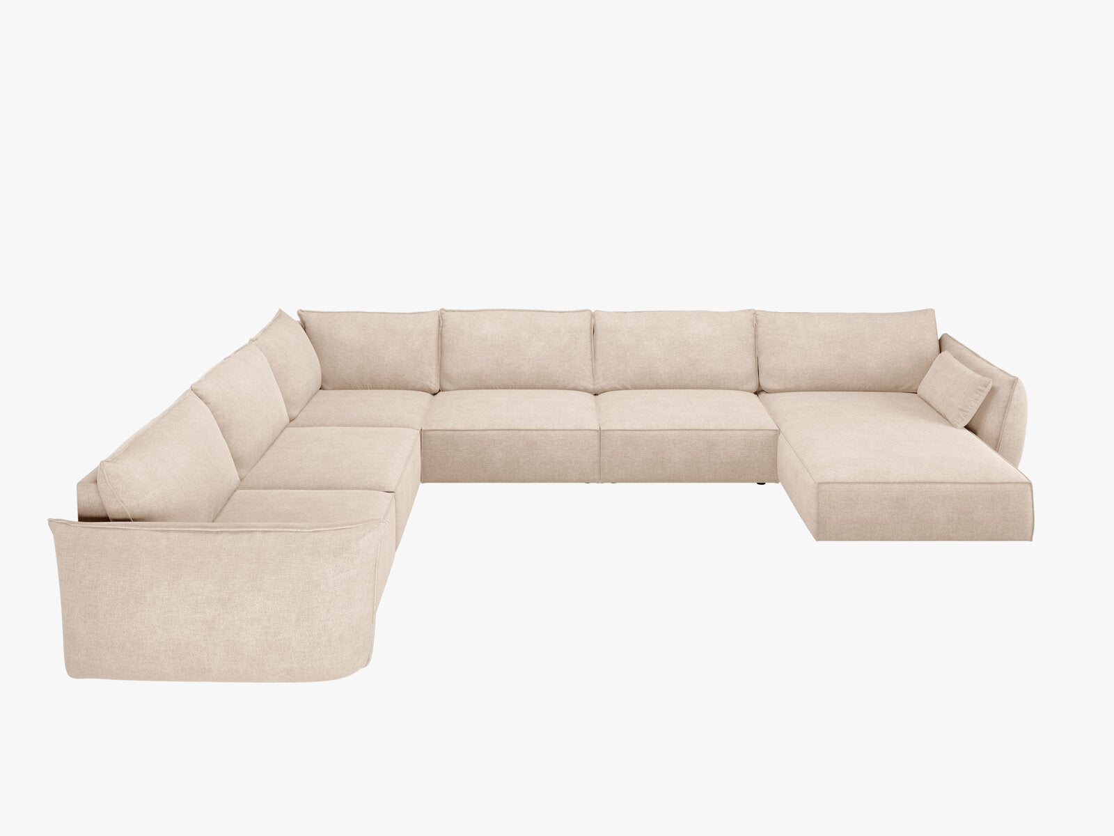 Micadoni Panorama-Ecksofa Kaelle 8-Sitzer Links Chenille Over The Horizon Beige