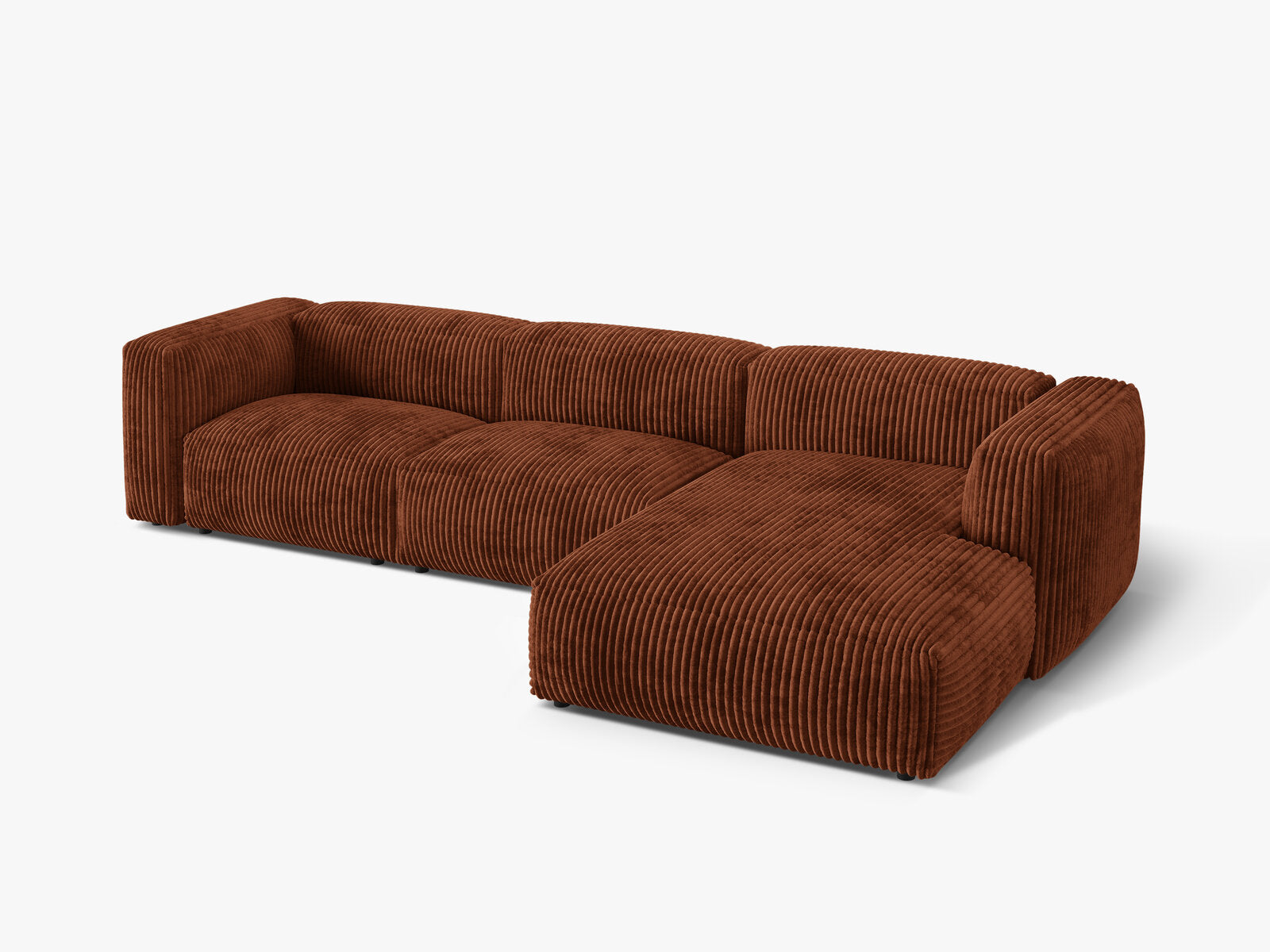 Micadoni Ecksofa Martina 3-Sitzer Rechts Kord Tilia Ziegel