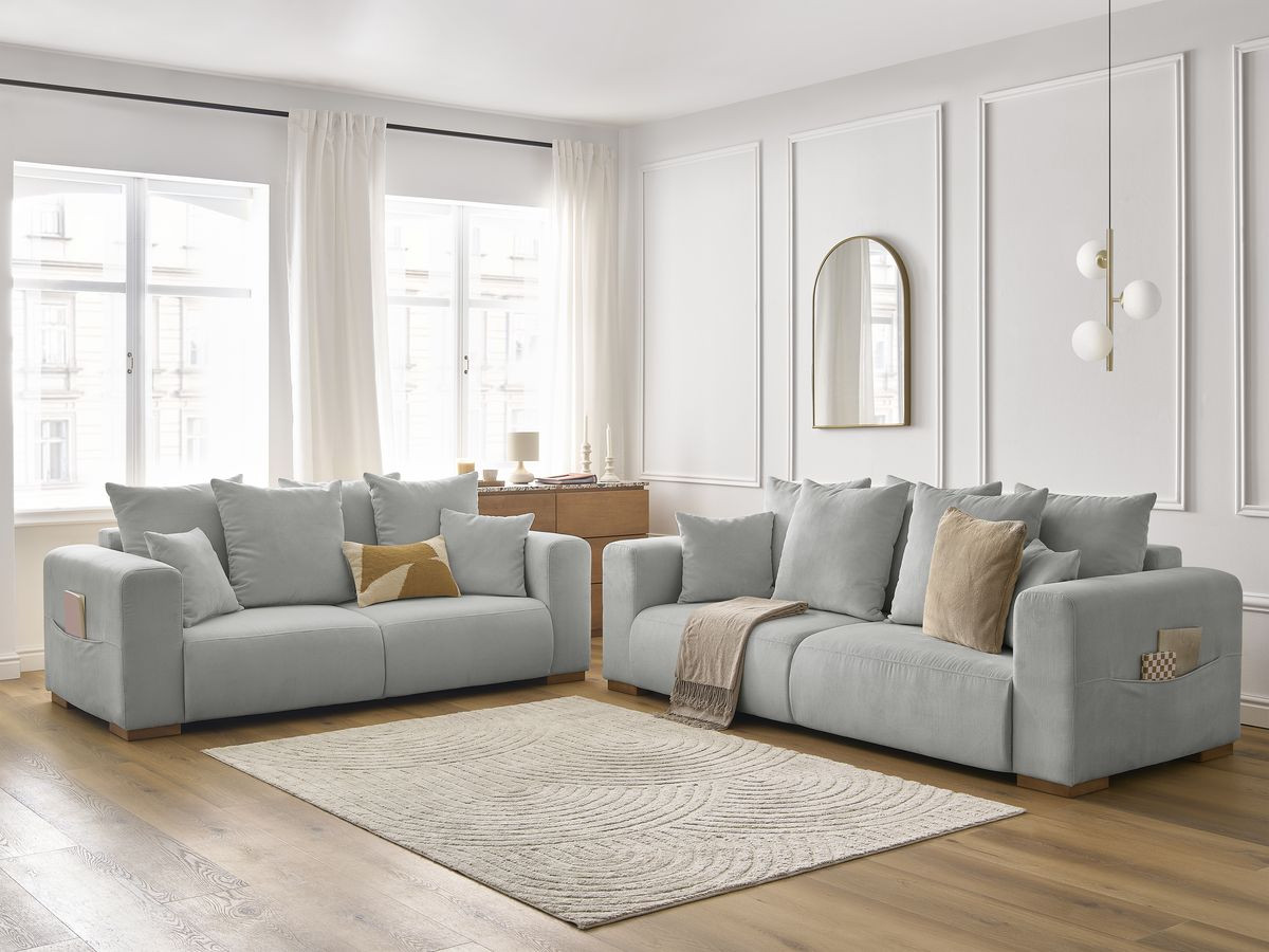 Bobochic Sidonie Sofa 5-Sitzer Cordsamt Hellgrau