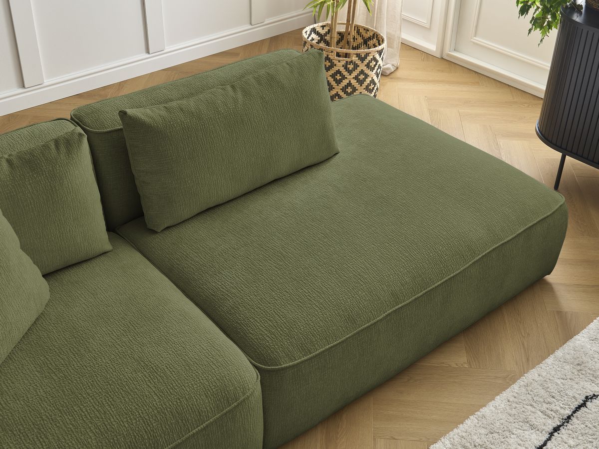 Bobochic Leopold Sofa 3-Sitzer Strukturstoff Dunkelgrün Armlehne links