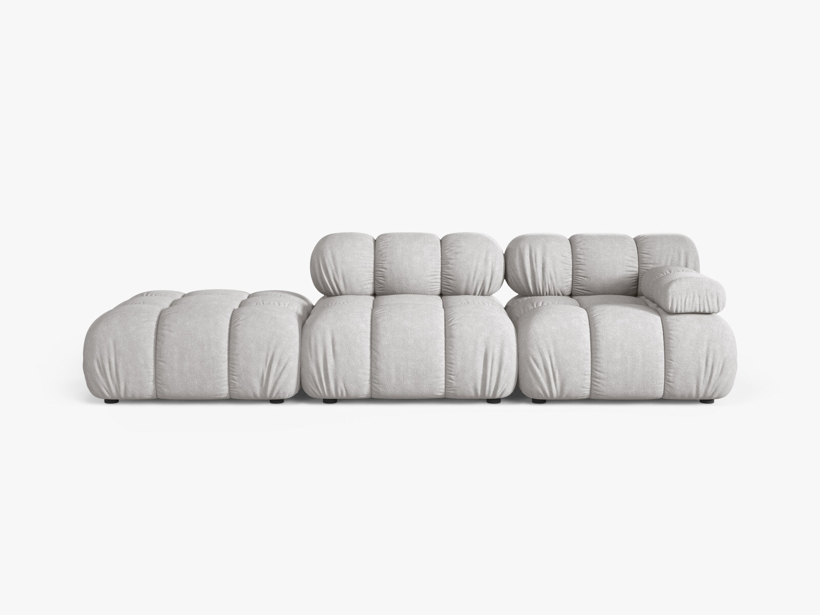 Micadoni Modulares Sofa Bellis 4-Sitzer Links Strukturierter Stoff Liberty Hellgrau