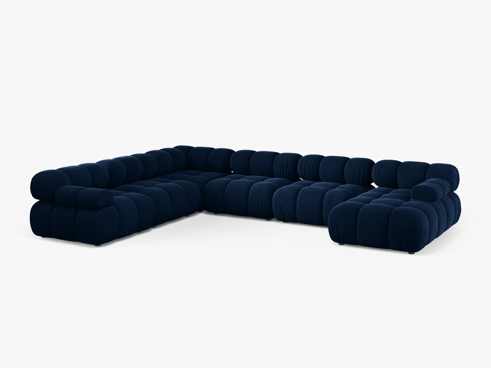 Micadoni Modulares Panorama Ecksofa Bellis 8-Sitzer Links Samt Bluvel Königsblau