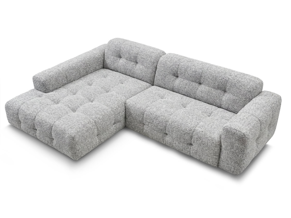 Bobochic Laura Ecksofa Melange-Stoff Hellgrau Ecke links
