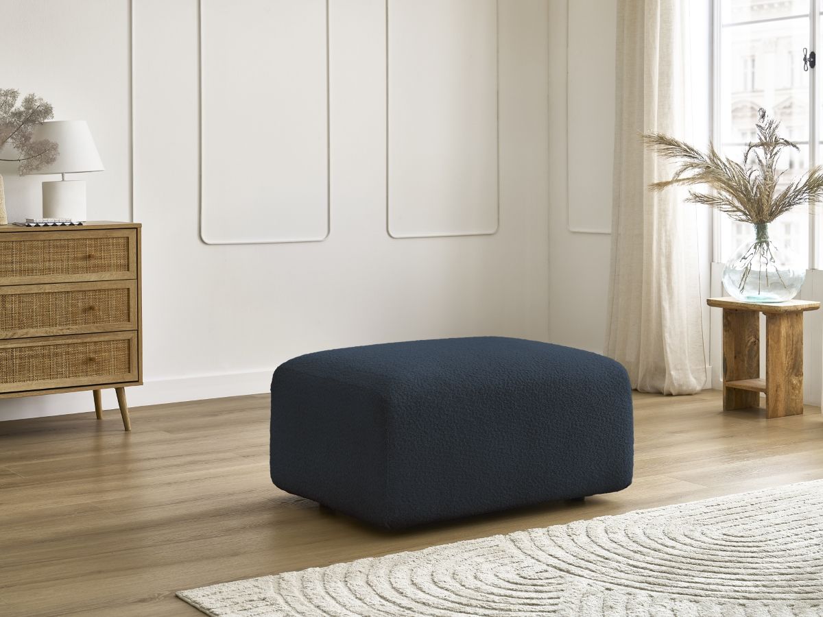 Bobochic Tina Pouf Bouclé-Stoff Dunkelblau