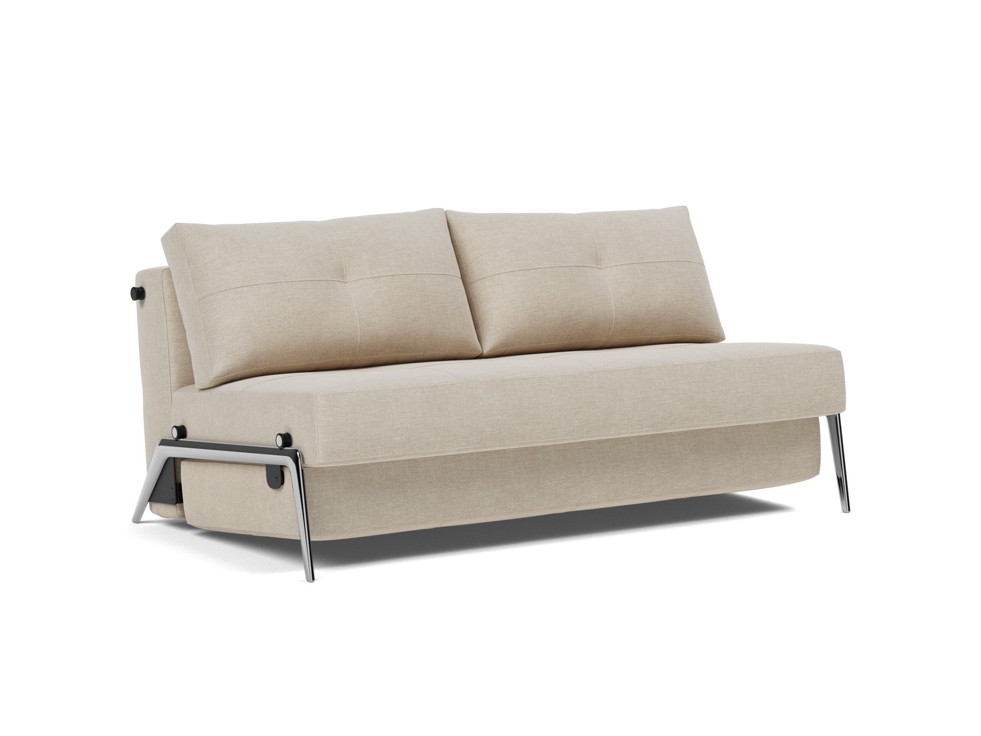 Schlafsofa Cubed 160 Flachgewebe Phobos 586-Latte Beine Aluminium