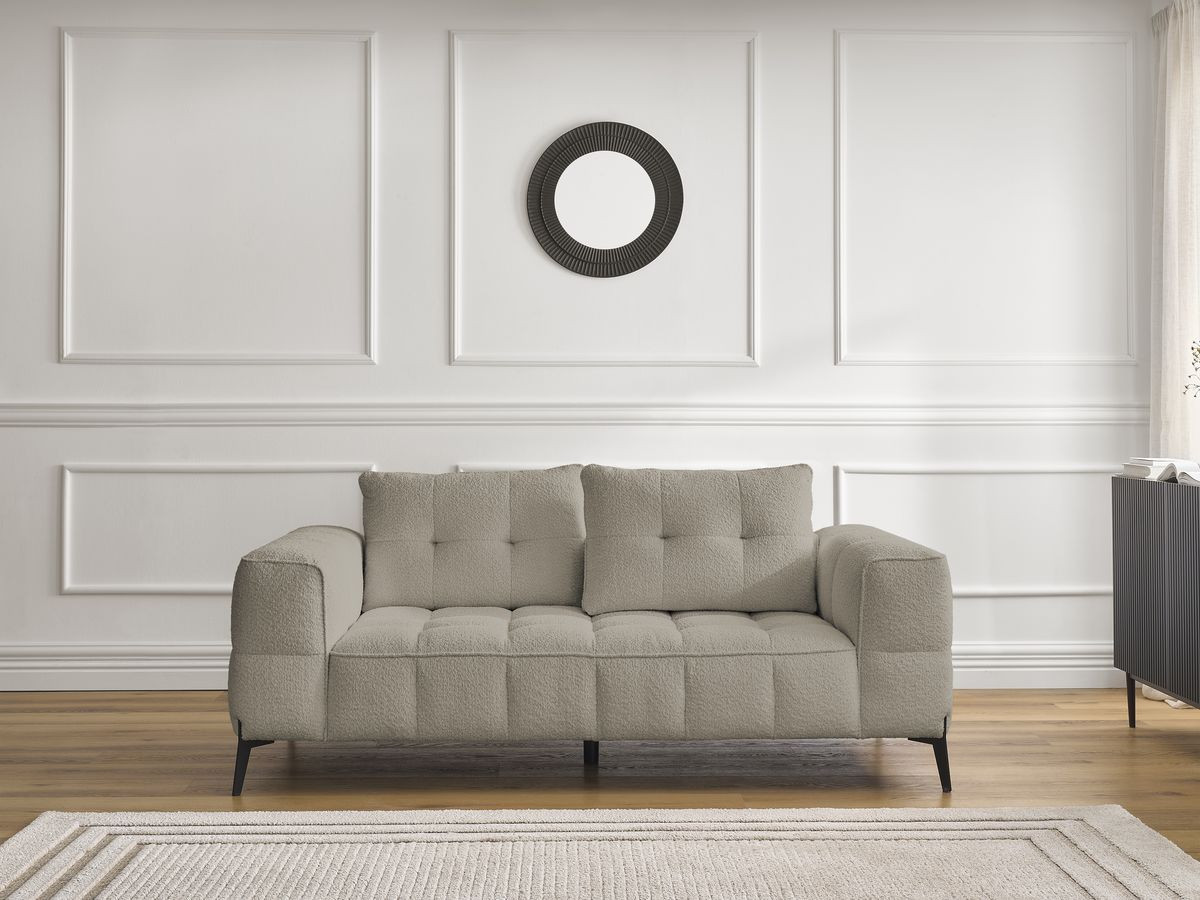 Bobochic Anis Sofa 2-Sitzer Bouclé-Stoff Taupe