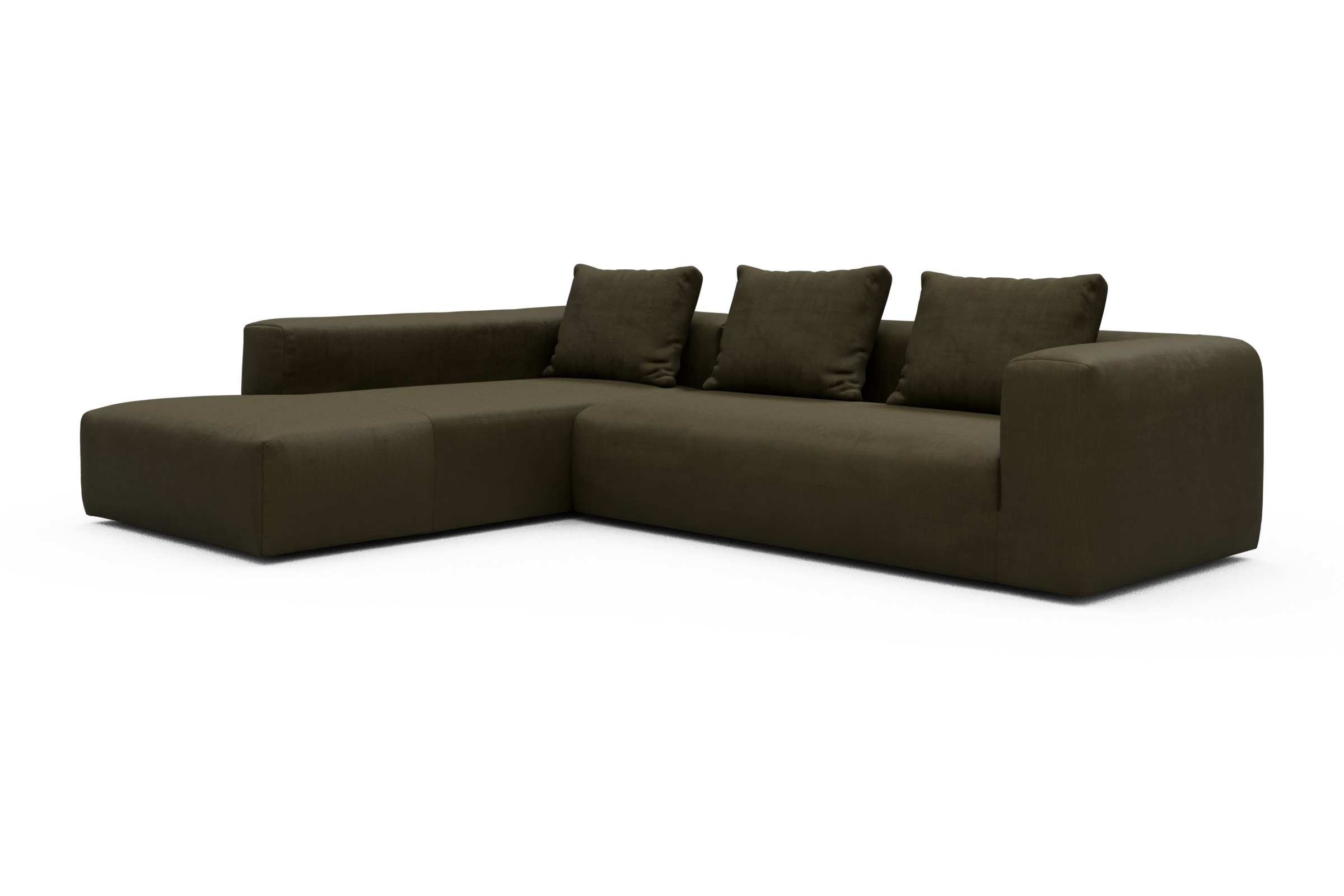 Ecksofa Fred Relax-Ecke links mit 2,5-Sitzer Cordufine-Pine-Green