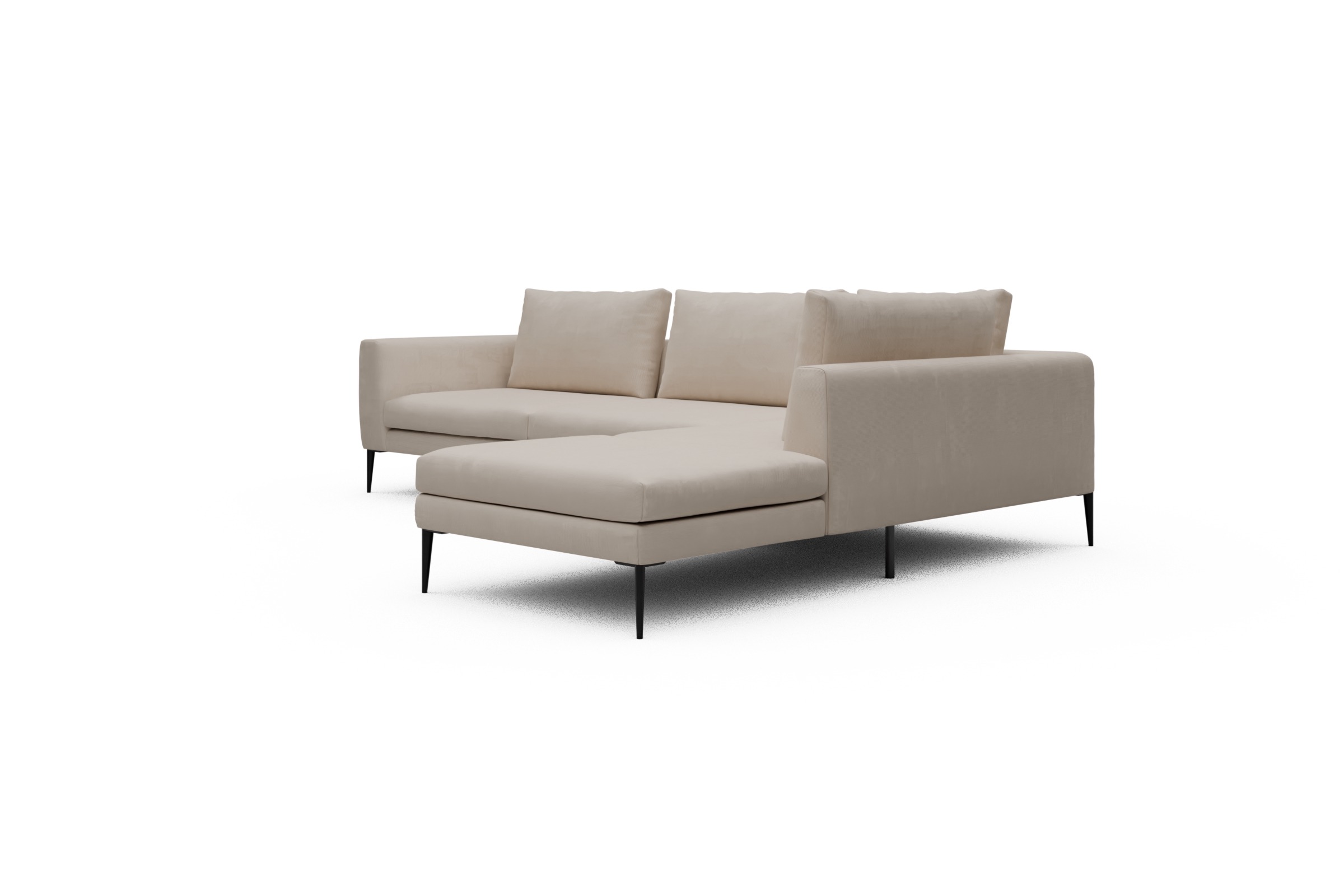 Ecksofa Paul Relax-Ecke links mit 3-Sitzer Cordufine-Off-White