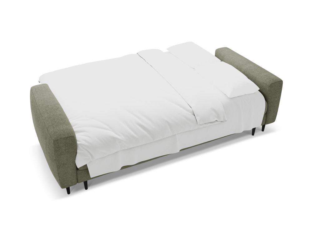 Cosmopolitan Design Schlafsofa Lazio 3-Sitzer Strukturierter Stoff Sorella Dunkles Olivgrün