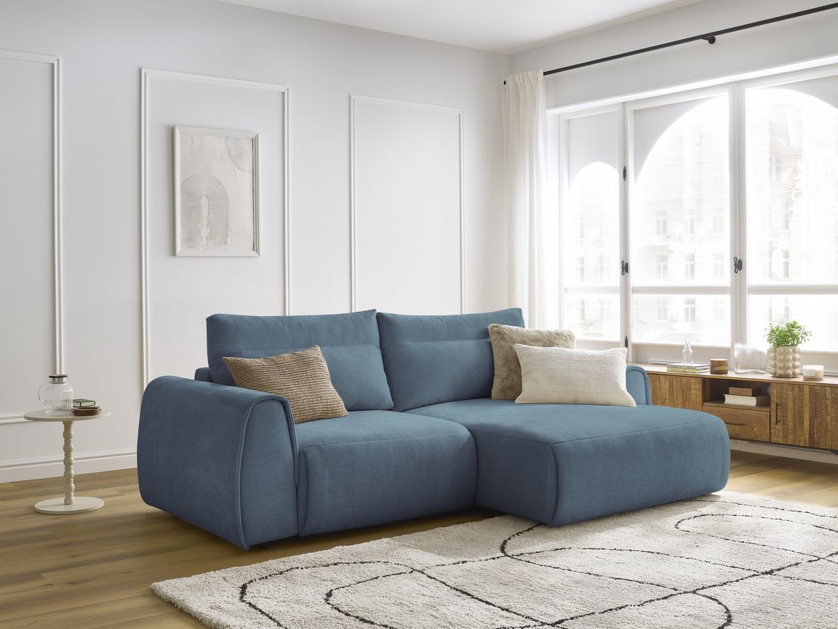 Bobochic Aden Ecksofa 246 × 152 cm Stoff Hellblau Ecke rechts