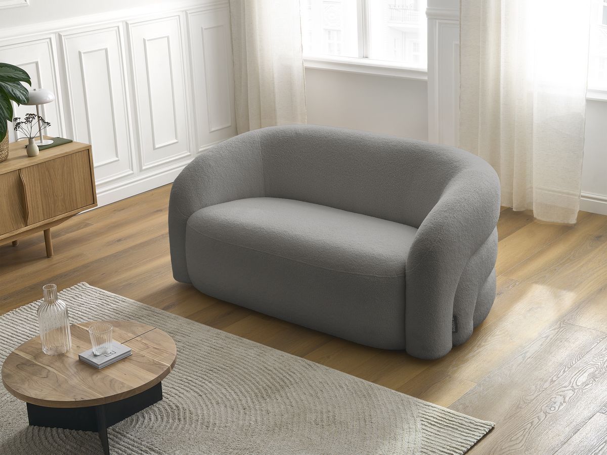 Bobochic Elina Sofa 2-Sitzer Bouclé-Stoff Dunkelgrau