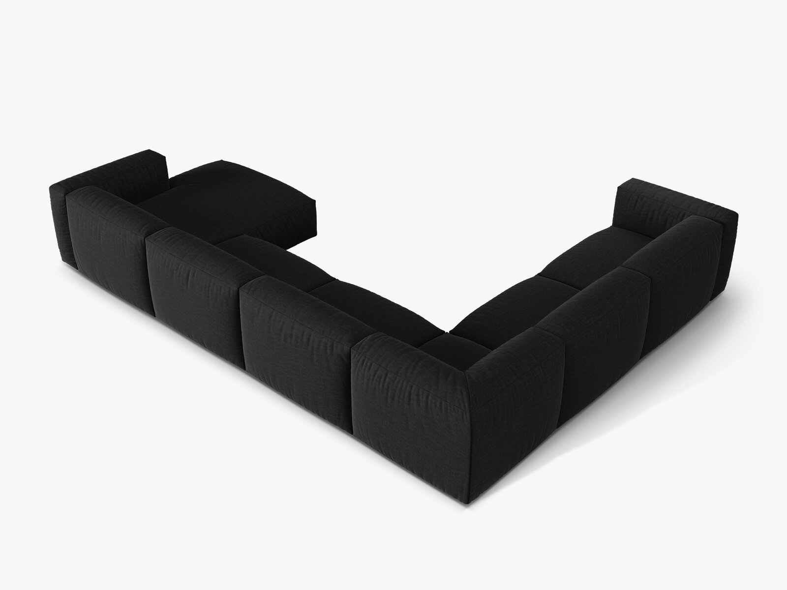 Micadoni modulares Ecksofa XL Martina 6-Sitzer Links Strukturierter Stoff Boston Schwarz