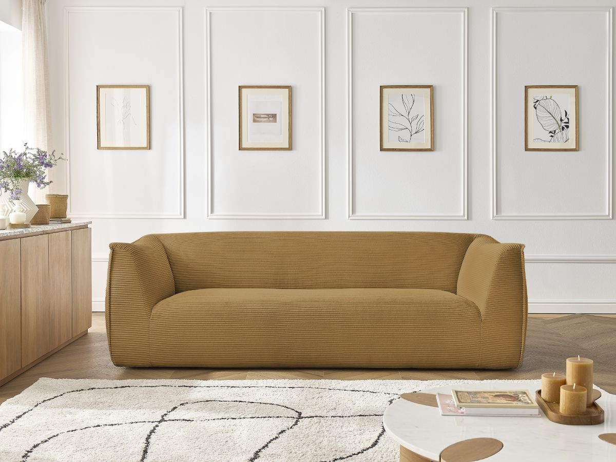 Bobochic Giorgia Sofa 3-Sitzer Cordsamt Gelb