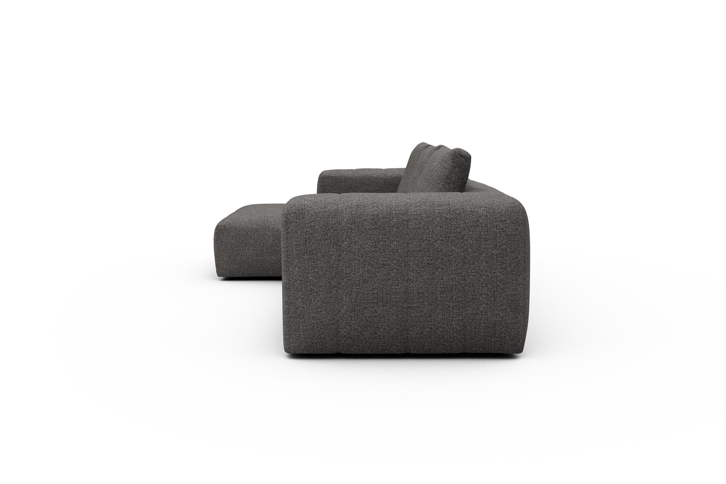 Ecksofa Hugo 2,5-Sitzer Armlehne rechts mit Chaiselongue Carreno-Salt-and-Pepper