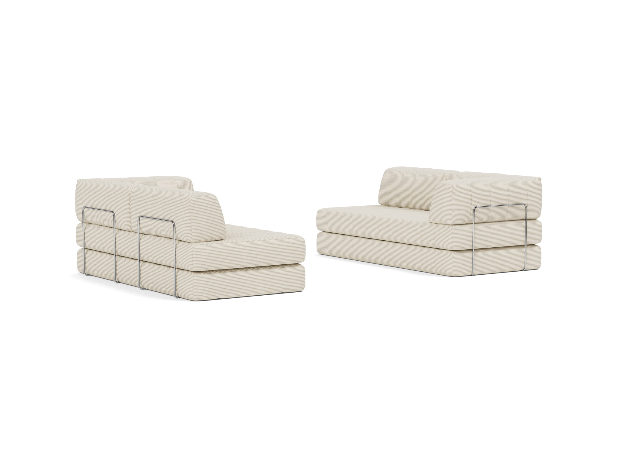 Eck-Schlafsofa CozyPad L-Form mit Armlehne Kord Corduroy 594-Ivory