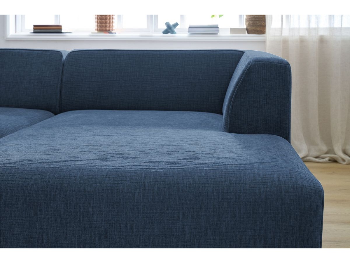 Bobochic Megeve Ecksofa Strukturstoff Dunkelblau Ecke rechts