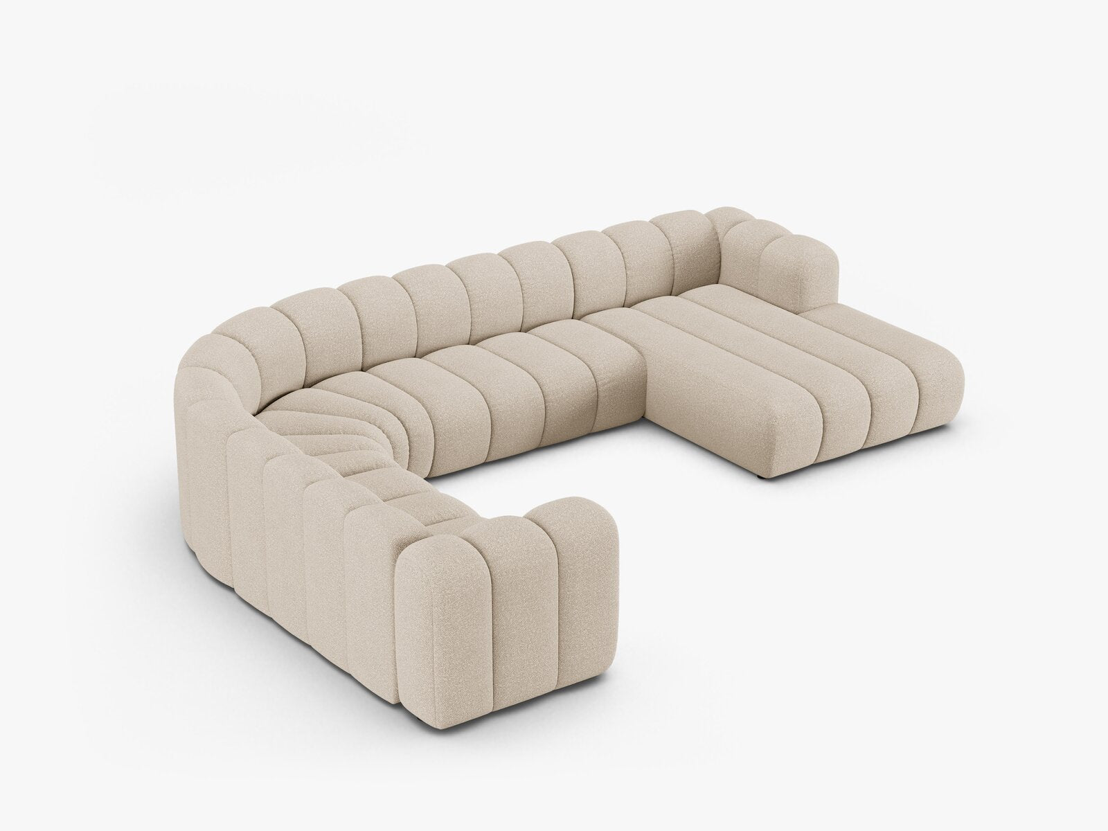 Micadoni Modulares Panorama Ecksofa Lupine 6-Sitzer Links Boucle Baloo Beige