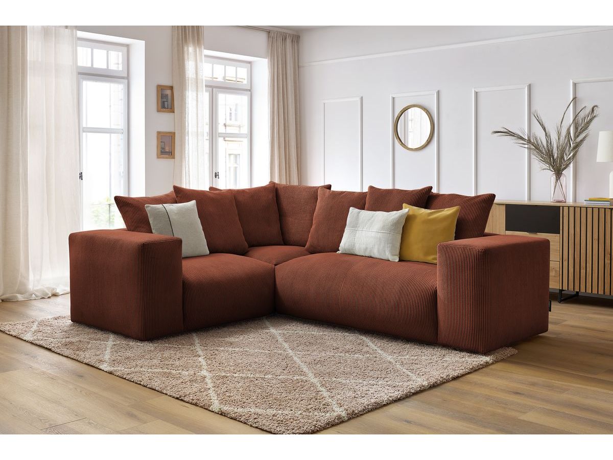 Bobochic Voltaire Ecksofa 268 × 214 cm Cordsamt Orange Ecke links