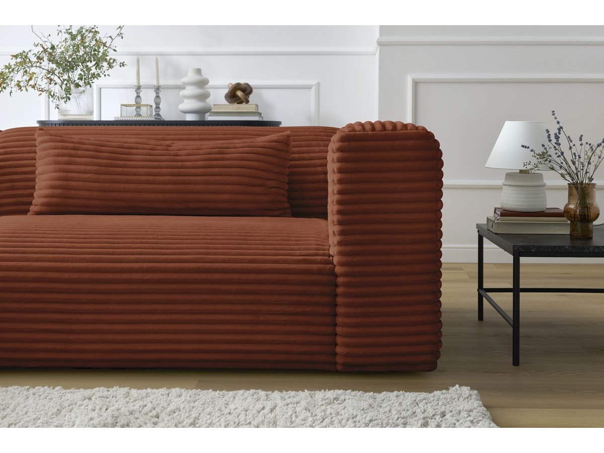 Bobochic Harry Ecksofa Breitcord weich Orange Ecke links