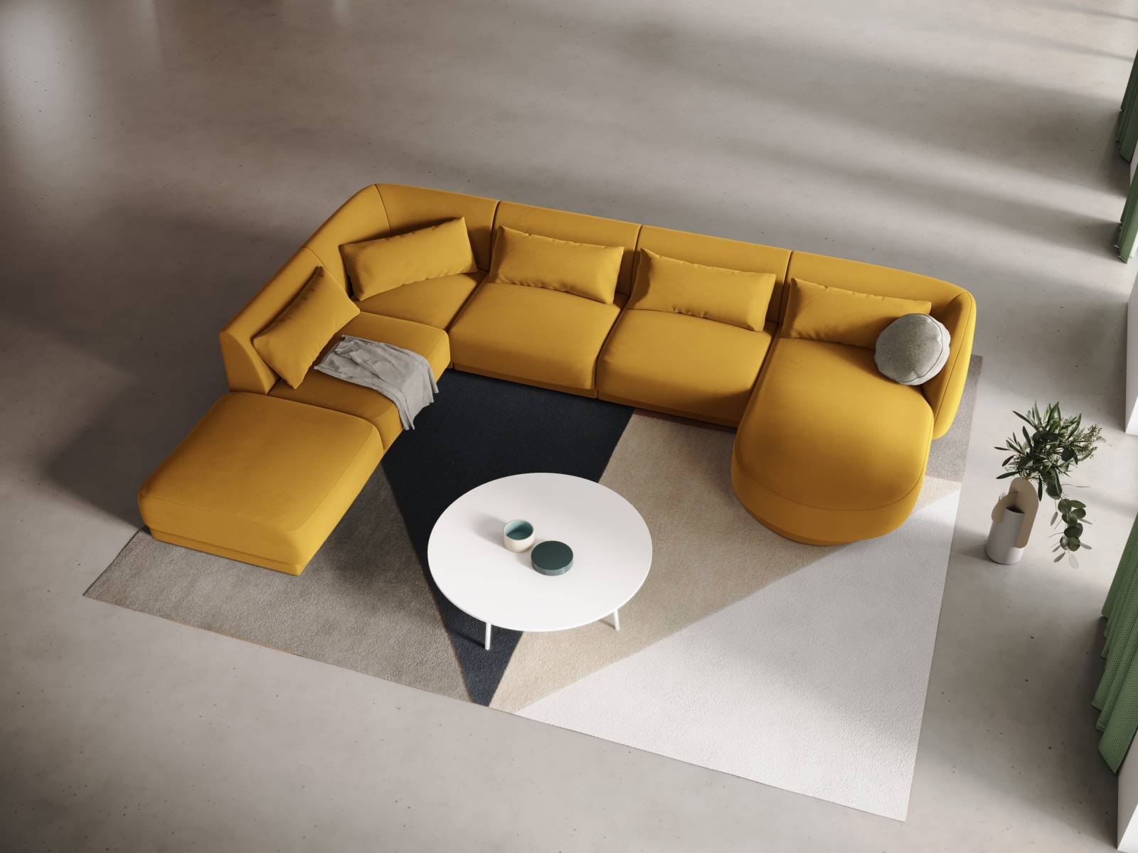 Cosmopolitan Design Panoramasofa Tulum 6-Sitzer Samt Bluvel Gelb Links
