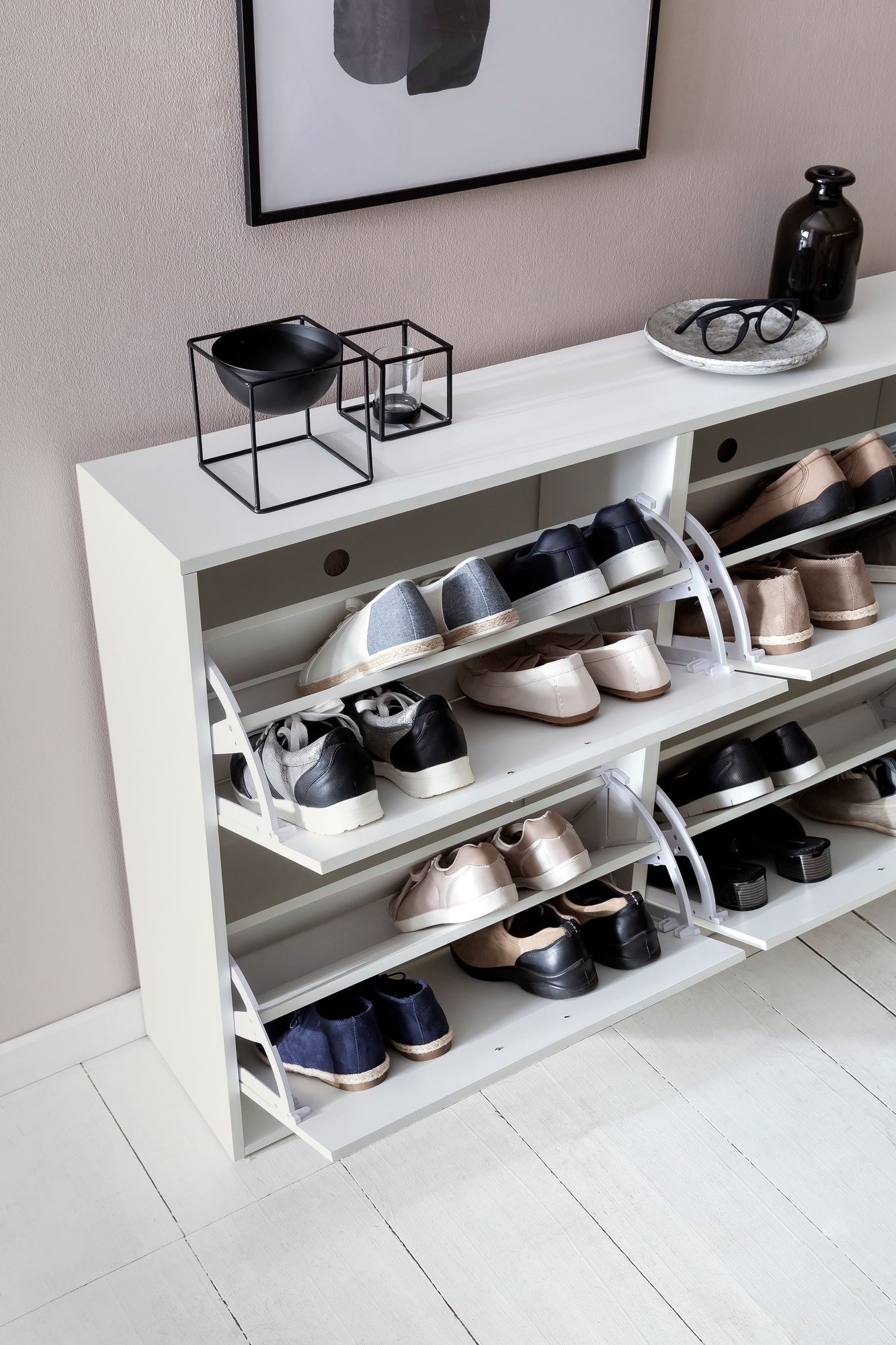 Schuhschrank Volda Weiß 120 × 24 × 81 cm