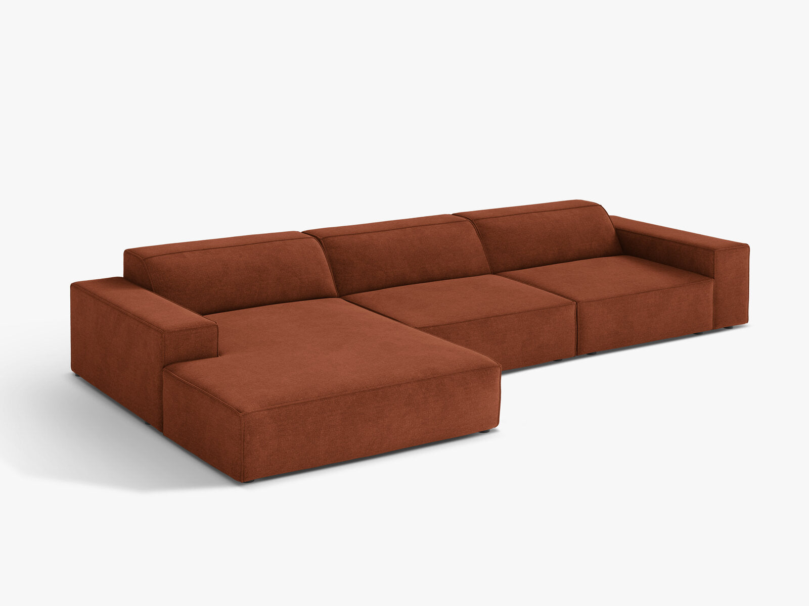 Micadoni Ecksofa Jodie 4-Sitzer Strukturierter Stoff Liberty Ziegel Links