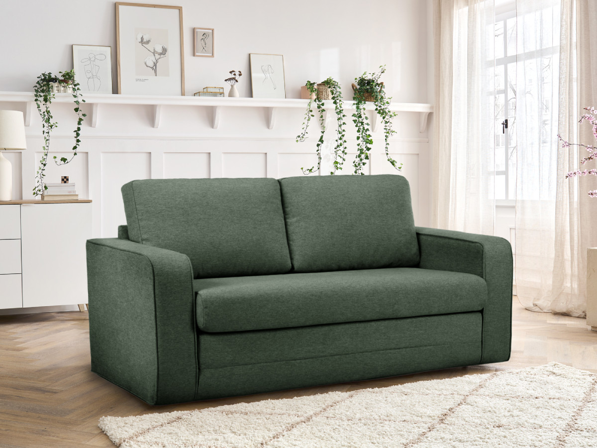 Bobochic Come Schlafsofa 2-Sitzer Melange-Stoff Grün