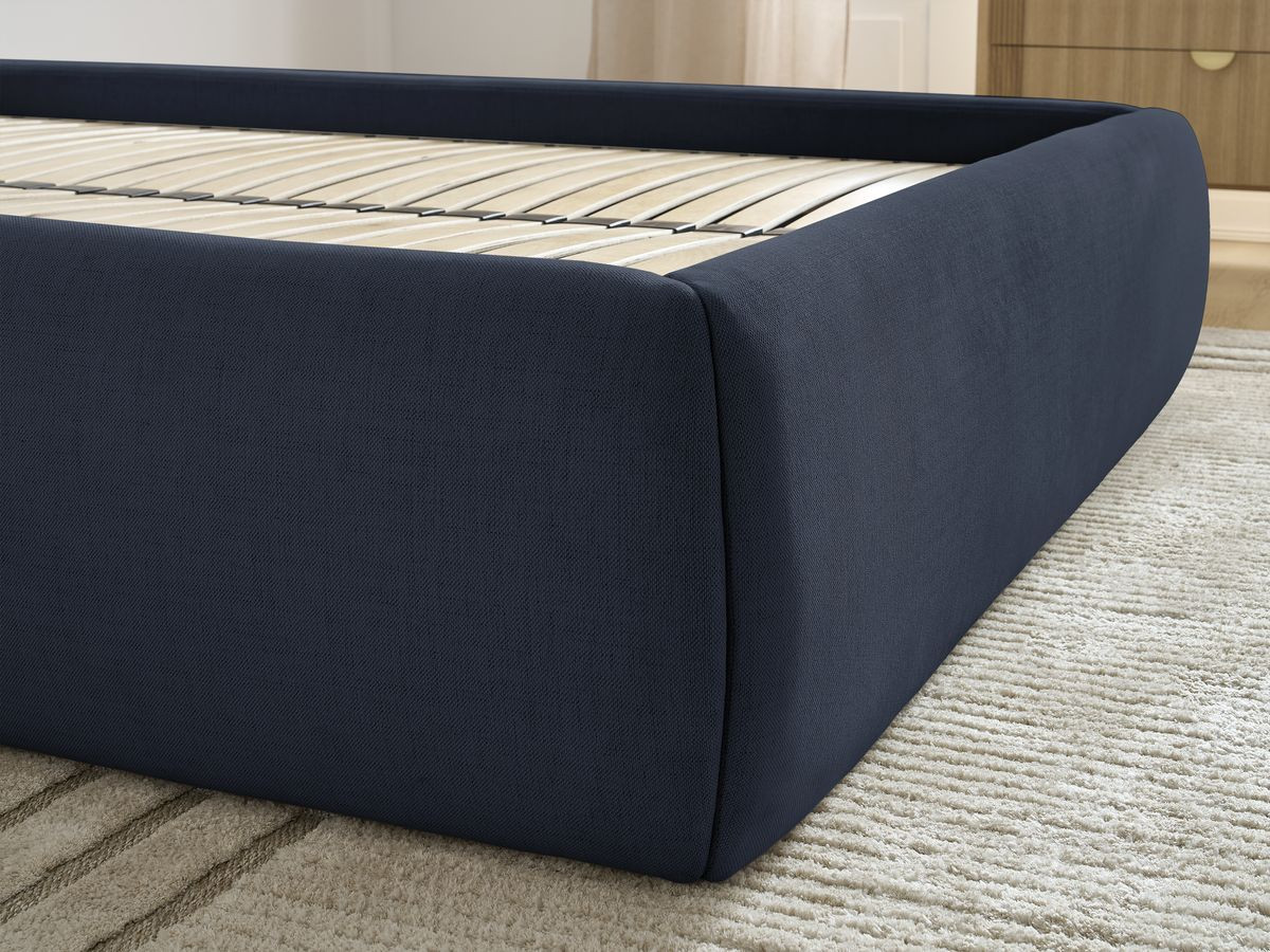 Bobochic Inera Bettgestell mit Bettkasten, ohne Kopfteil Stoff Blau, Liegefläche 160 × 200 cm