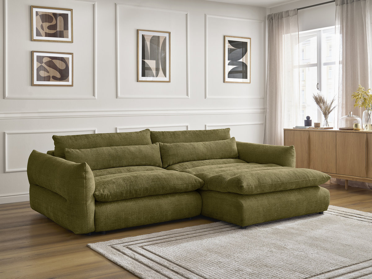 Bobochic Neil Ecksofa Strukturstoff Grün Ecke rechts