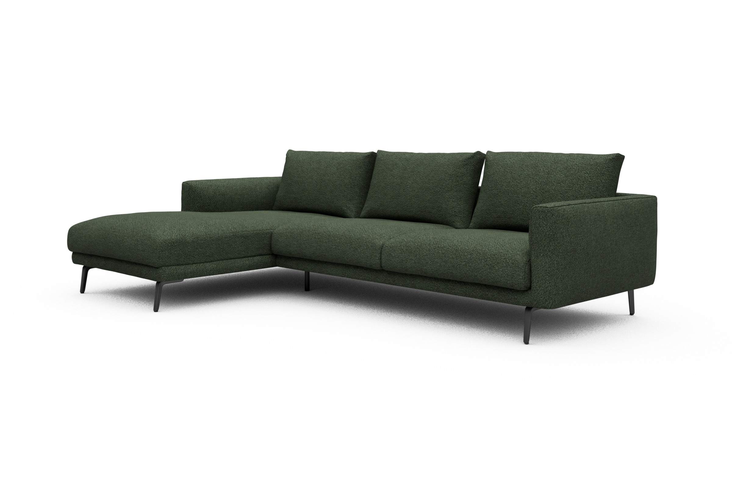 Ecksofa Karl Chaiselongue links mit 2,5-Sitzer Vanora-Deep-Green