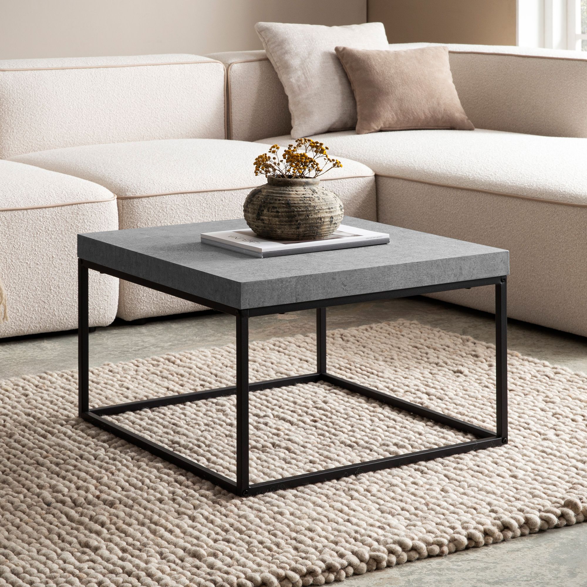 Couchtisch Flekke Grau Betonoptik 60 × 60 cm