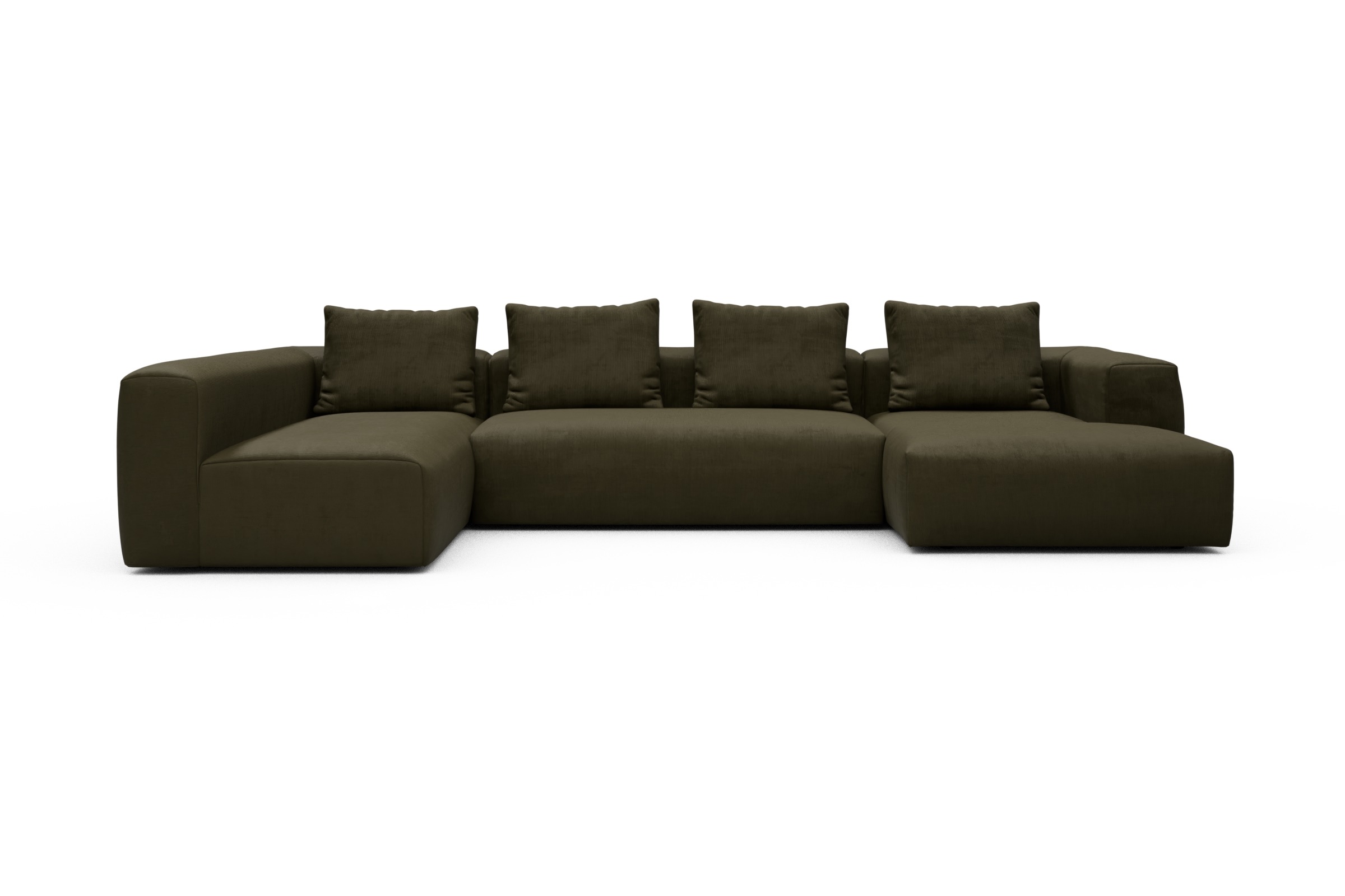 Skandi Home Wohnlandschaft Fred Chaiselongue rechts mit 2-Sitzer und lange Armlehne links Cordufine-Pine-Green moebelfaktor
