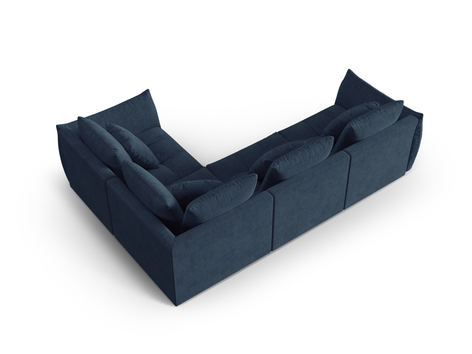 Micadoni Ecksofa Bloom 4-Sitzer Rechts Strukturierter Stoff Dunkelblau