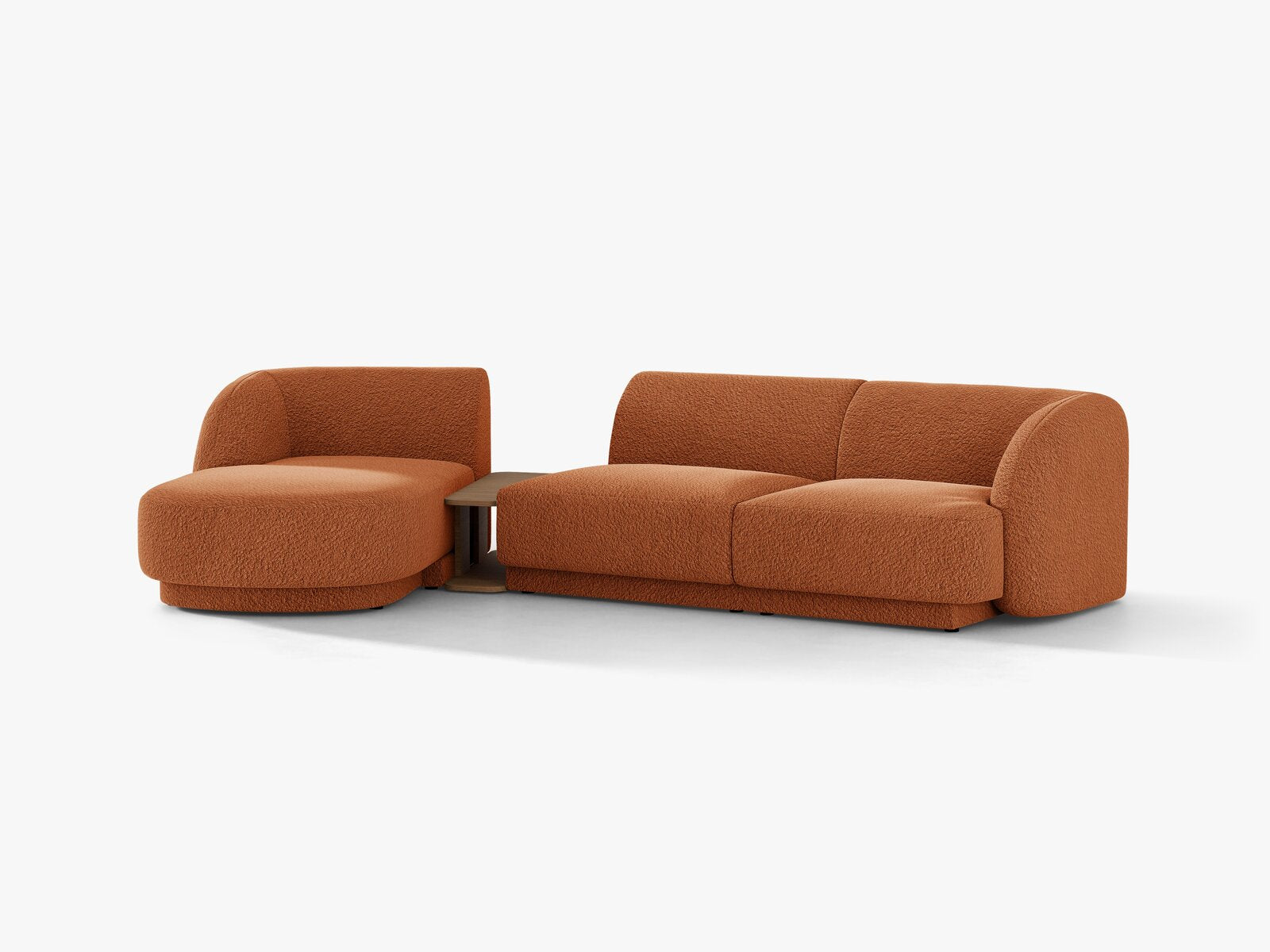 Micadoni Modulares Sofa Miley mit Recamiere 3-Sitzer Links Boucle Baloo Terrakotta