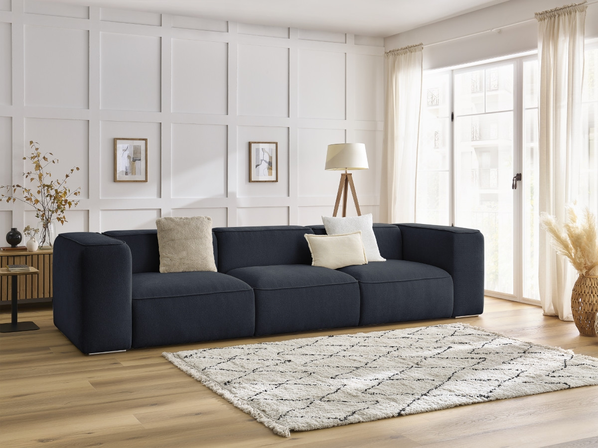 Bobochic Zephyr Sofa 3-Sitzer Strukturstoff Dunkelblau