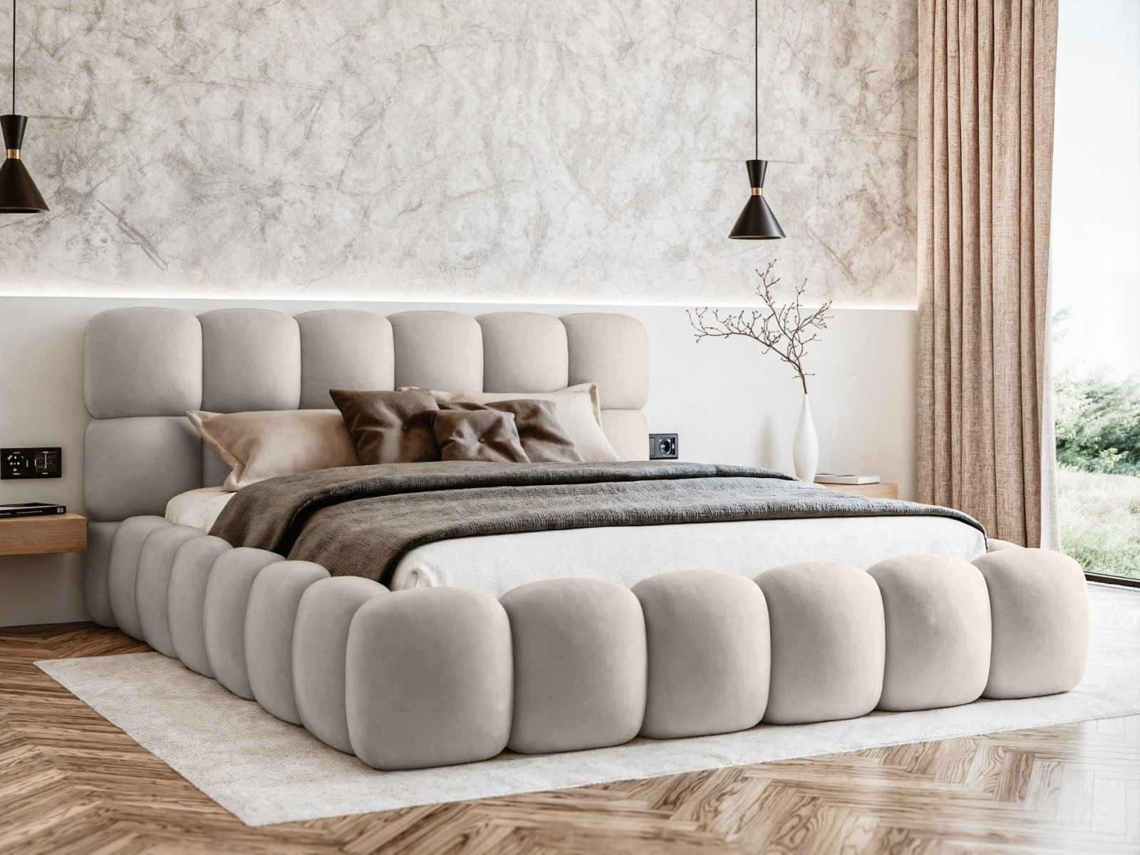 Polsterbett VENTO Piano 180 mit Holzrahmen Piano 02 Helles Beige moebelfaktor