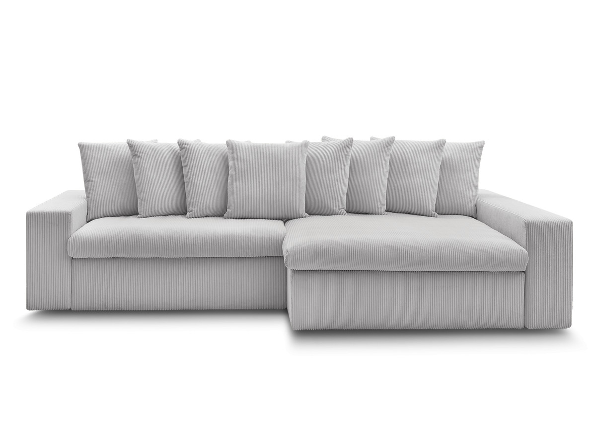 Bobochic Enore Ecksofa 330 × 157 cm Cordsamt Hellgrau Ecke rechts