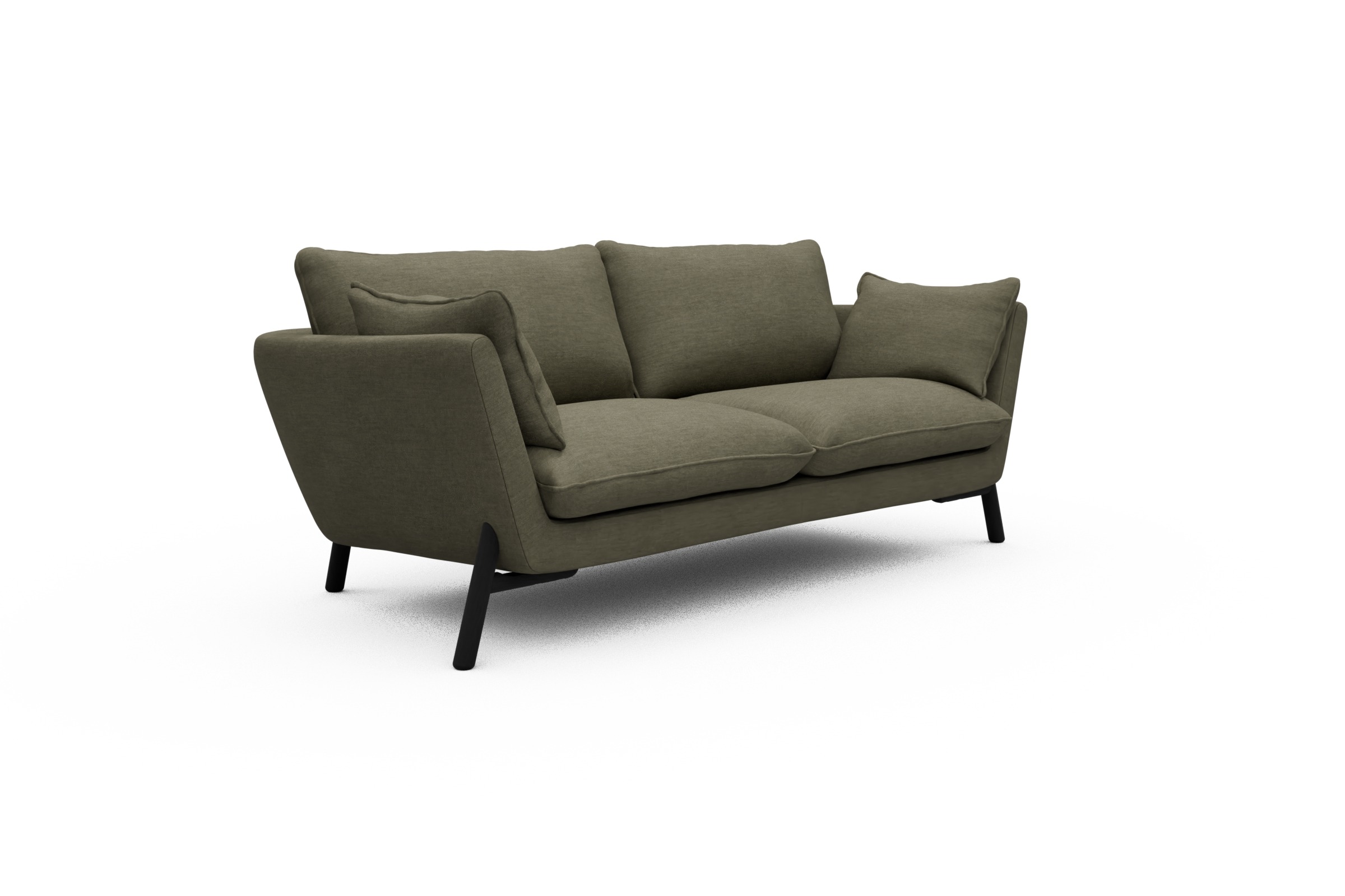 Sofa Emil 2-Sitzer Beinfarbe Eiche Schwarz Vivus-Dusty-Olive