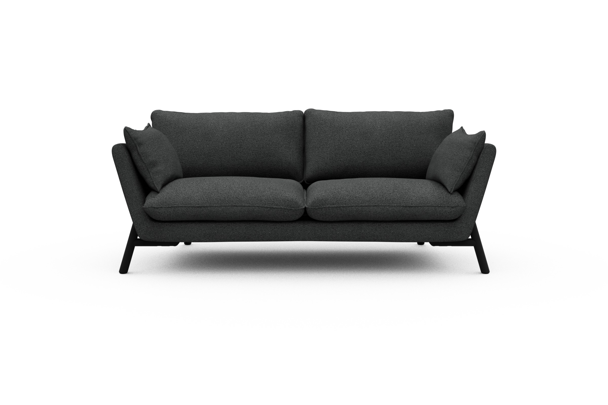 Skandi Home Sofa Emil 2-Sitzer Beinfarbe Eiche Schwarz Boucle-Charcoal moebelfaktor