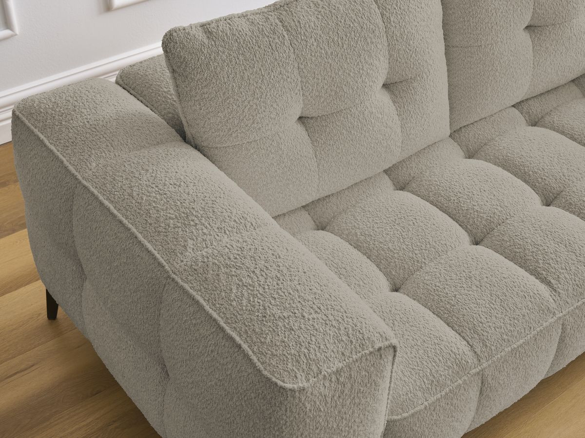 Bobochic Anis Sofa 2-Sitzer mit Pouf Bouclé-Stoff Taupe