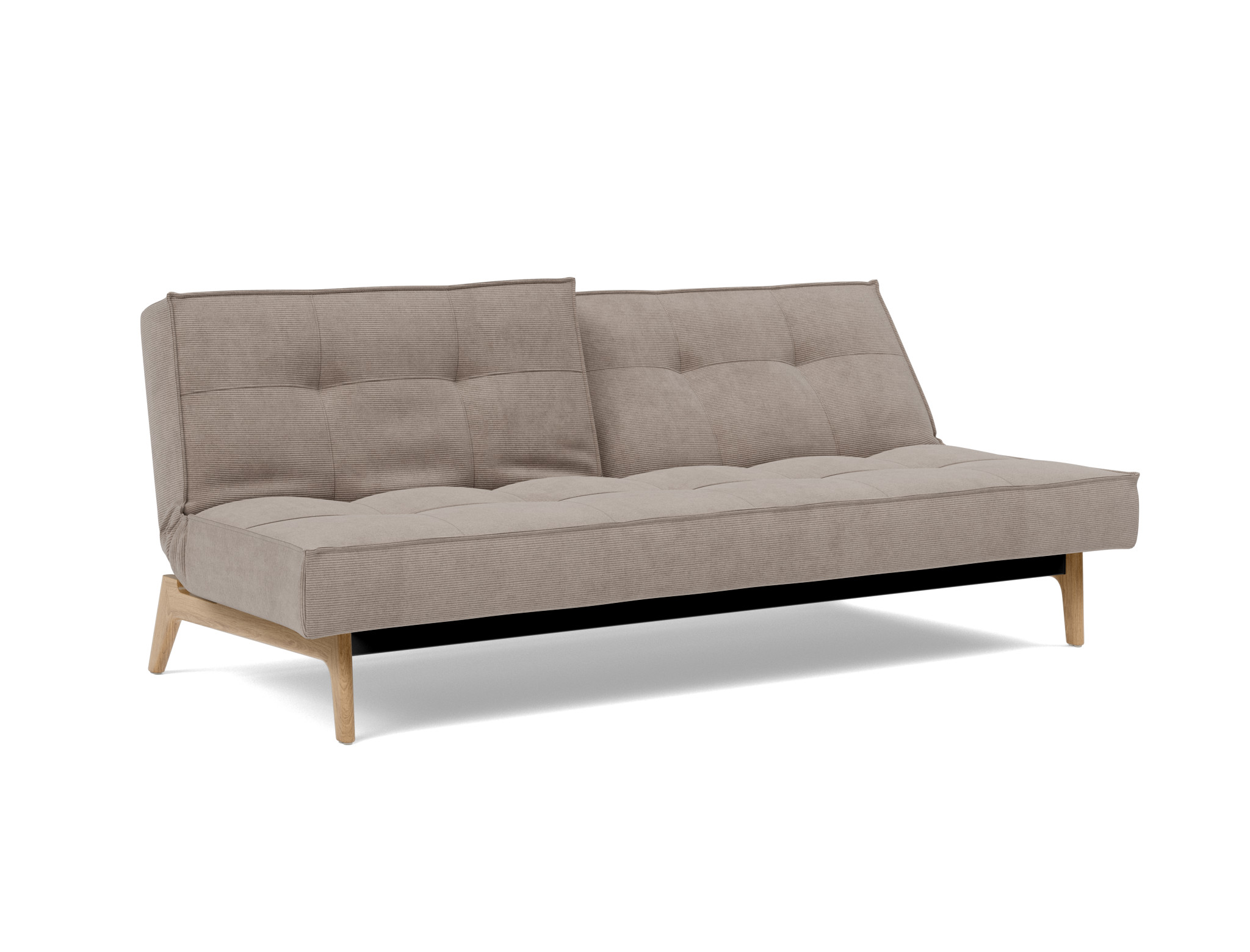 Schlafsofa Splitback Kord Cordufine 318-Beige Beine Eiche