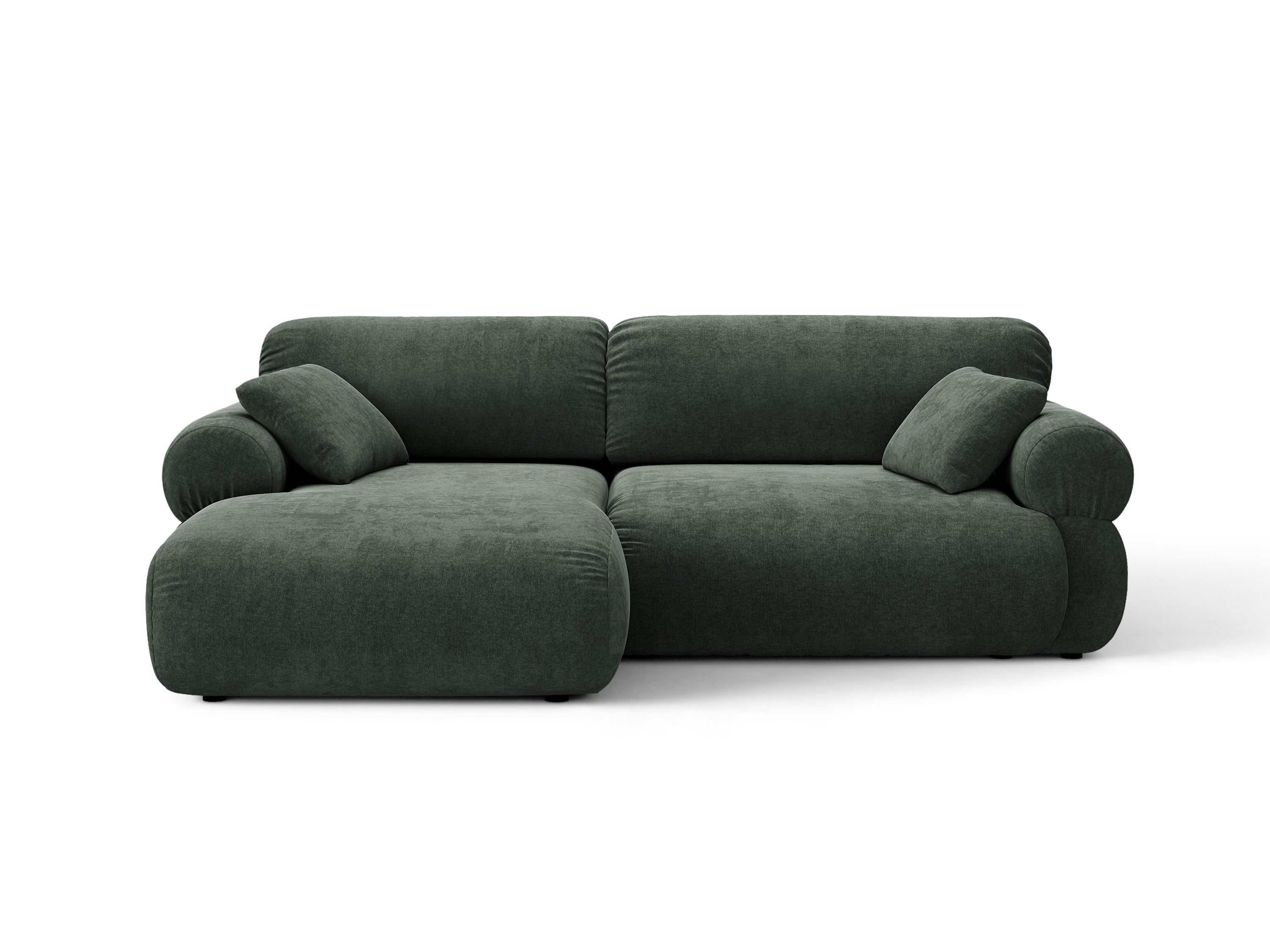 Micadoni Ophelia Ecksofa 4-Sitzer Strukturierter Stoff Liberty Moosgrün Links