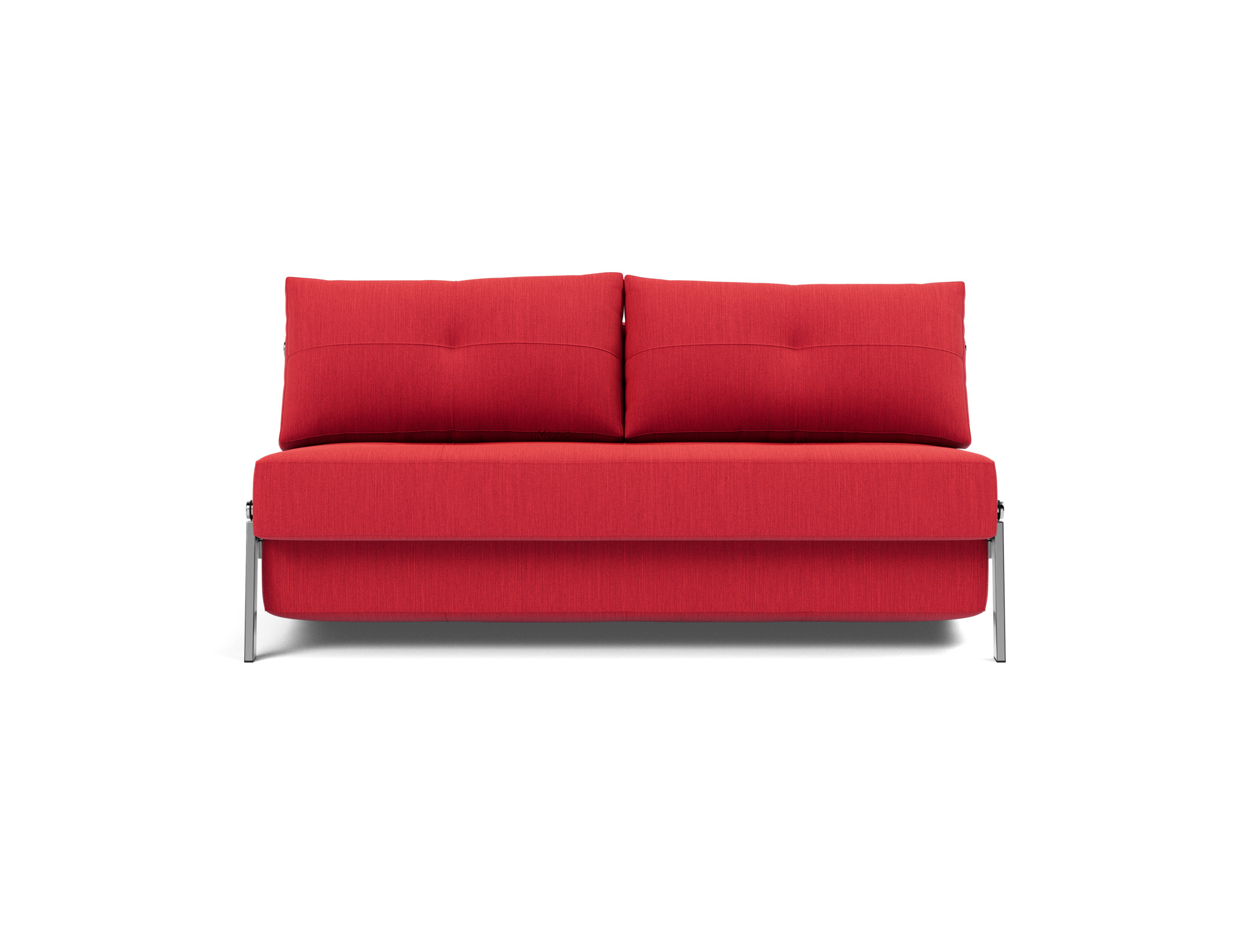 Schlafsofa Cubed 160 Flachgewebe Elegance 511-Red Beine Chrom