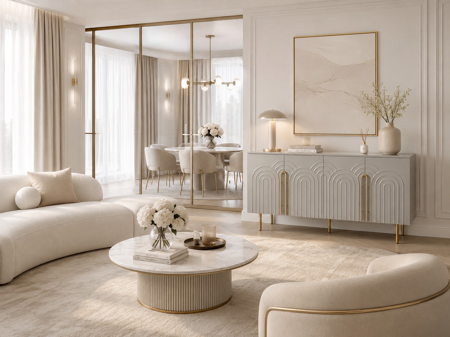 Livin Hill Sideboard Stilig, Beine Hellgrau/Goldfarben