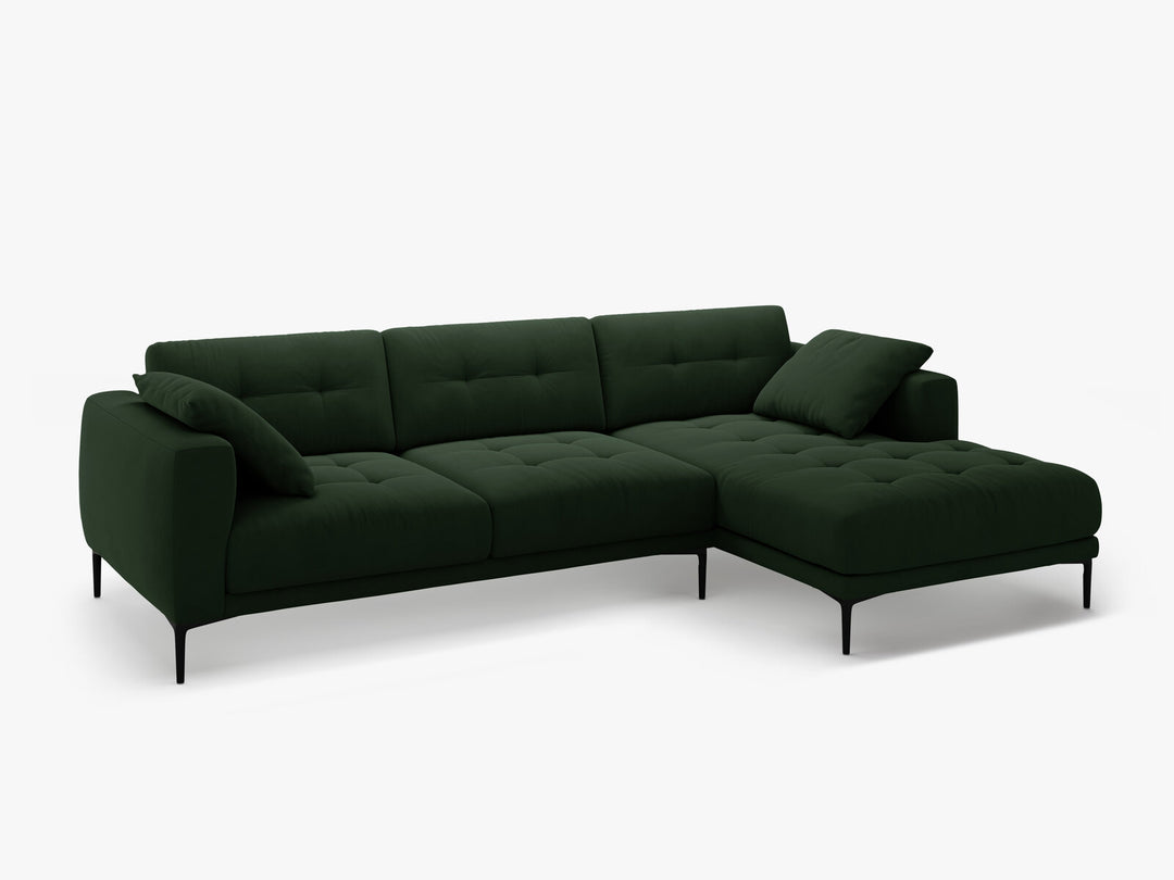 Micadoni Ecksofa Bemy 3-Sitzer Rechts Samt Flaschengrün